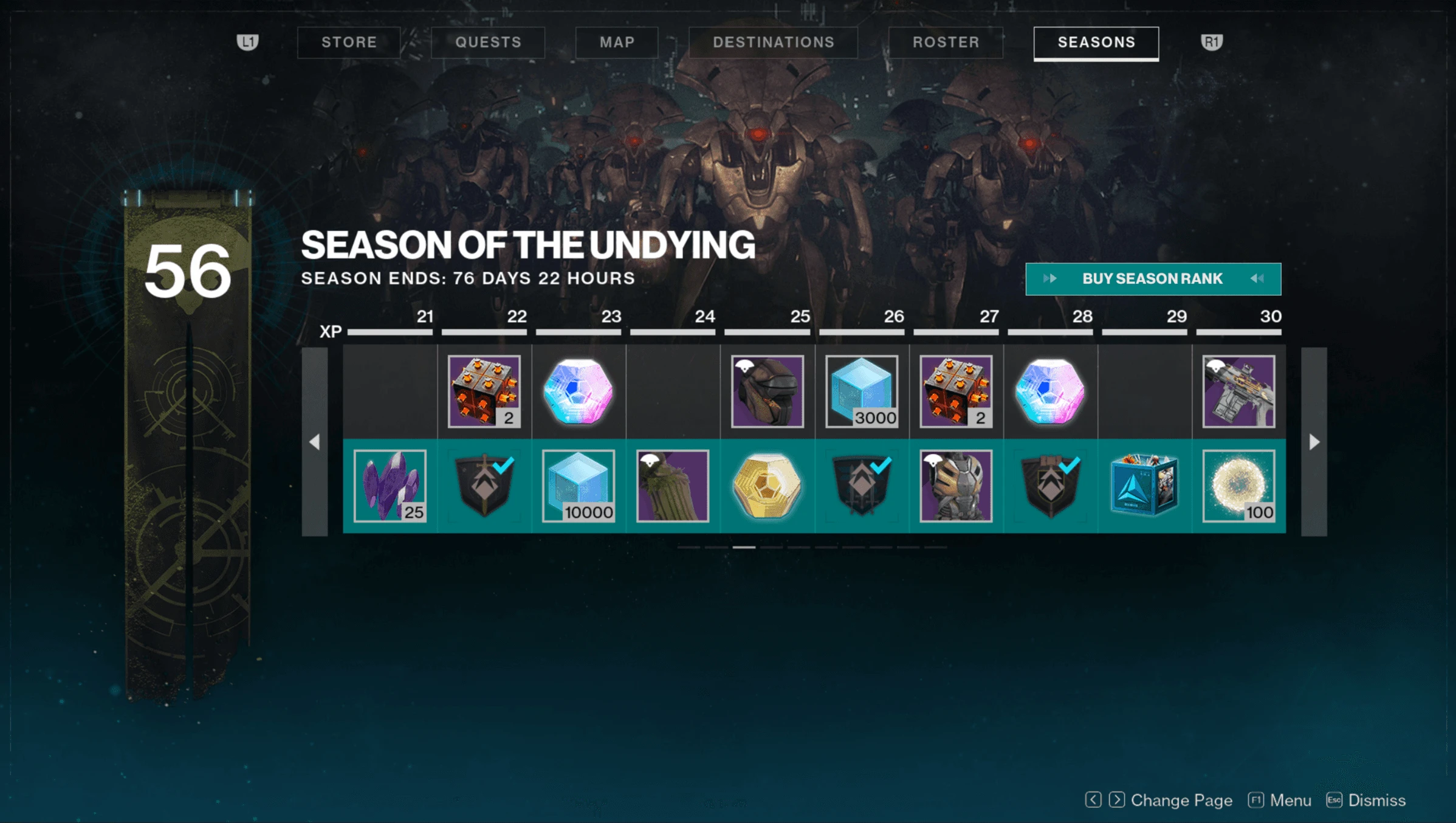 Season Pass deeper rank rewards, Season of the Undying