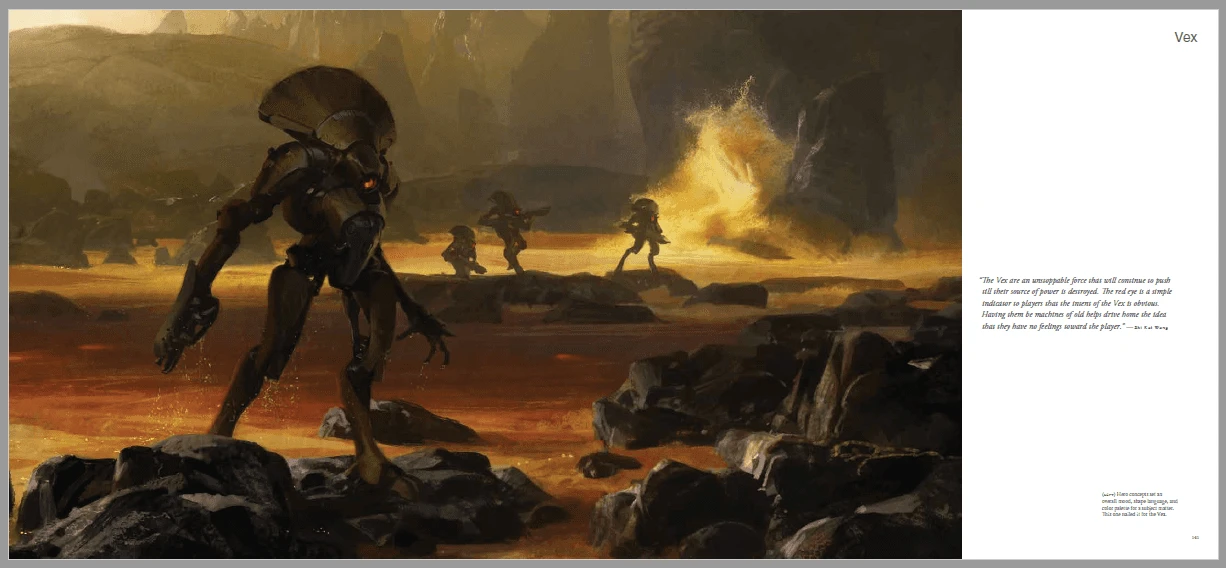 The Art of Destiny interior spread: environment concept and chapter opener