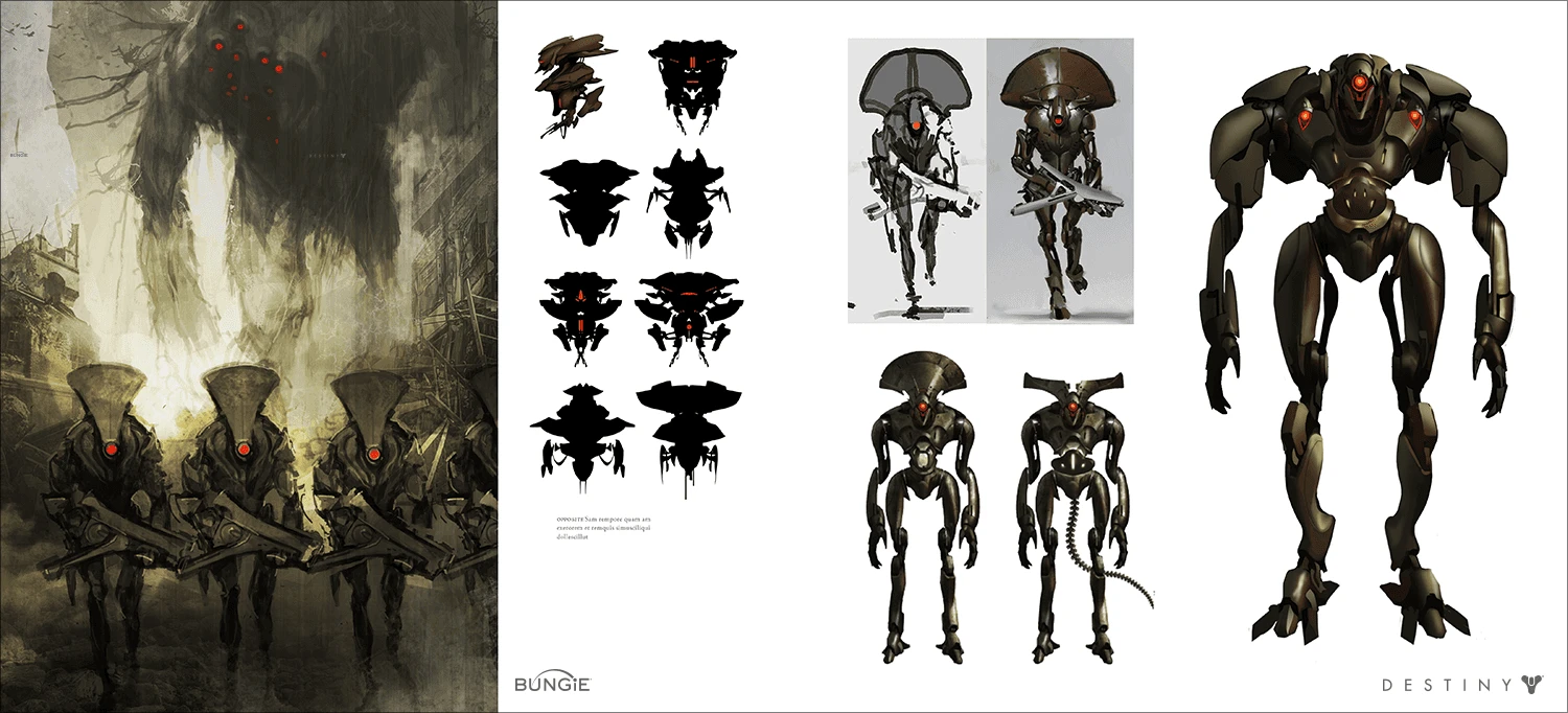The Art of Destiny interior spread: Hive enemy concepts